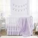 Purple Floral Rose Girl 4pc Nursery Crib Bedding Set - Solid Lavender Flower Luxurious Elegant Princess Vintage Boho Shabby Chic