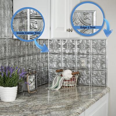 Fasade Backsplash Accessory Kit in Crosshatch Silver - 5 Pack