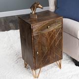 Butler Alda Wood & Brass Metal Inlay Chairside Chest