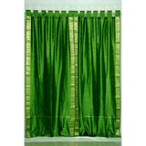 Indo Forest Green Tab Top Sari Sheer Curtain 43 in. x 84 in. - Piece