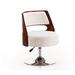 Manhattan Comfort Salon White and Polished Chrome Faux Leather Adjustable Height Swivel Accent Chair