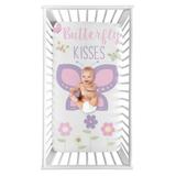 Butterfly Collection Girl Photo Op Fitted Crib Sheet - Pink and Purple Floral Flower Garden Kisses