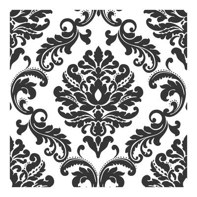 NuWallpaper Ariel Black and White Damask Peel & Stick Wallpaper - 216in x 20.5in x 0.025in