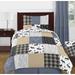 Sweet Jojo Designs Blue Tan Grey and Black Woodland Plaid and Arrow Rustic Patch Collection Boy 4-Piece Twin-size Comforter Set