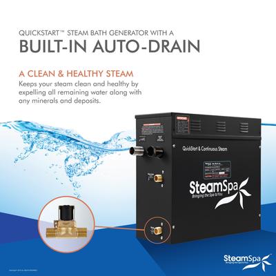 SteamSpa Black Series Bluetooth 9kW QuickStart Steam Bath Generator Package in Gold