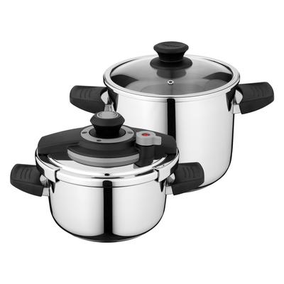 BergHOFF Essentials 2Pc 18/10 Stainless Steel Pressure Cooker Set 7.4 Qt & 4.2Qt