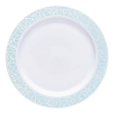 Shiny Mosaic Rim Disposable Plastic Plate Packs - Party Supplies