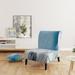 Designart "White Flower On Blue I" Upholstered Farmhouse Accent Chair - Arm Chair