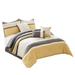 Quatrefoil Print Queen Size 7 Piece Fabric Comforter Set, Yellow and Gray