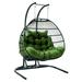 LeisureMod Black Wicker 2-seat Folding Hanging Egg Swing Chair