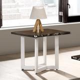 Kinlen Transitional Oak and White 24-inch Metal Side Table by Furniture of America