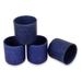 Handmade Blue Frangipani Ceramic Cups (Set Of 4) Indonesia - 3.3" H x 3" Diam.