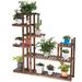 7-Tier Wooden Plant Stand Flower Display Rack Hollow-Out Storage Shelf