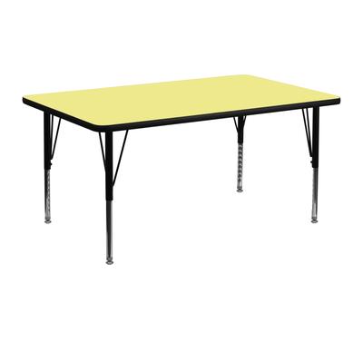 24''W x 48''L Thermal Laminate Activity Table - Adjustable Short Legs - 48"D x 24"W x 16.125" - 25.125"H