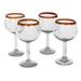 NOVICA Artisan Handblown Recycled Wine Glasses Fair Trade Brown Clear Mexican Cocktail Drinkware 'Amber Globe'(Set of 4)