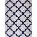 LaDole Rugs Shaggy Fes Abstract Small Area Rug Runner Rug in Dark Blue White