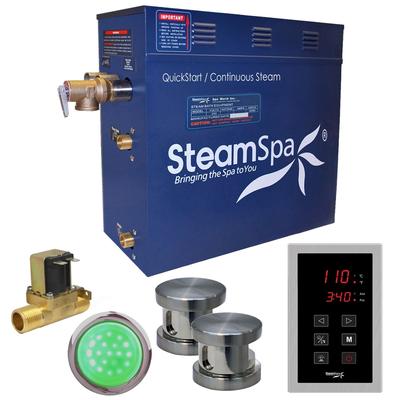 SteamSpa Indulgence 10.5 KW QuickStart Steam Bath Generator Package with Built-in Auto Drain in Brushed Nickel