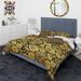 Designart 'Golden Floral II' Mid-Century Modern Duvet Cover Comforter Set