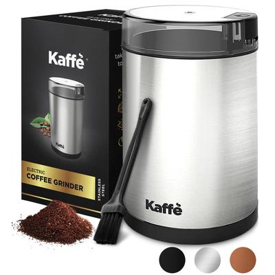 Electric Coffee Grinder by Kaffe Stainless Steel 3oz Capacity with Easy On/Off Button Cleaning Brush Included