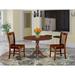 East West Furniture 3 Piece Dining Table Set Contains a Round Dining Room Table with and 2 Kitchen Chairs,(Finish & Seat Option)
