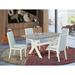 East West Furniture Dining Table Set- a Table with and Baby Blue Linen Fabric Upholstered Chairs, Off-White(Pieces Option)