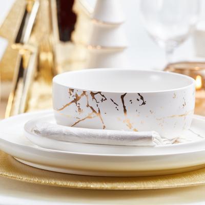 Stone Lain Zora Fine China Golden Splash Modern Coupe Dinnerware Set