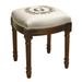 Monogram Victorian Traditional Linen/Wood Vanity Stool