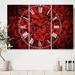 Designart 'Winter Red Rose' Cottage 3 Panels Large Wall CLock - 36 in. wide x 28 in. high - 3 panels