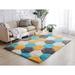 Mateos Shag Collection Blue/Gold Abstract Area Rug