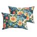 Humble + Haute Indoor/ Outdoor Blue Multi Floral Lumbar Pillow, Set of 2