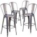 4 Pack 30" High Clear Coated Indoor Barstool with Back - 17.75"W x 22.5"D x 46.5"H - 17.75"W x 22.5"D x 46.5"H