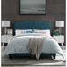 Dayton Full Size Teal Fabric Platform Bed with Button Tufted Headboard
