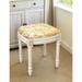 Mustard Tuscan Floral Vanity Stool antique white finish