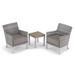 Oxford Garden Argento 3-piece Resin Wicker Club Chair & Travira Tekwood Vintage End Table Set - Stone Cushions