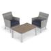 Oxford Garden Argento 3-piece Resin Wicker Club Chair & Travira Tekwood Vintage Coffee Table Set - Midnight Blue Cushions