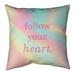 Quotes Multicolor Background Follow Your Heart Quote Pillow (w/Rmv Insert)-Spun Poly