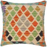 Rustic Camelia Hand-Woven Turkish Kilim Throw Pillow 18 in. x 19 in.