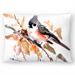 Titmouse And Fall Orange Red - Decorative Throw Pillow