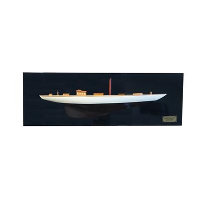 Shamrock Brown/White Painted Half-Hull Model Boat Yacht Handmade