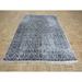 Hand Knotted Gray Tabriz with Wool & Silk Oriental Rug (6' x 9') - 6' x 9'