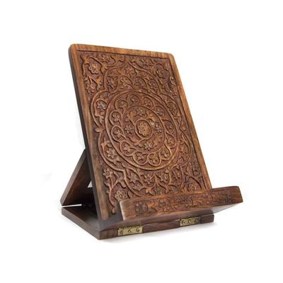 Carved Rosewood Tablet and Book Stand - 7.5" x 3" x 10.5" when folded flat