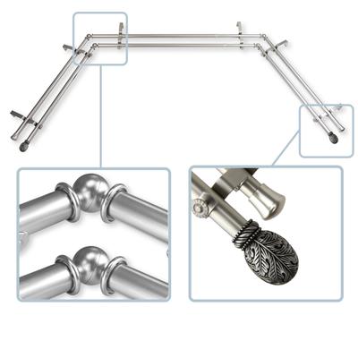 InStyleDesign Laurel 13/16" Double Bay Window Curtain Rod