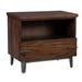 Natural Brown Wood and Black Iron Metal Single-drawer Night Stand