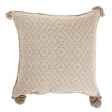 Cotton cushion cover, 'Oaxaca Diamonds in Khaki'