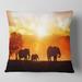 Designart 'Elephants Walking At Sunset' African Throw Pillow