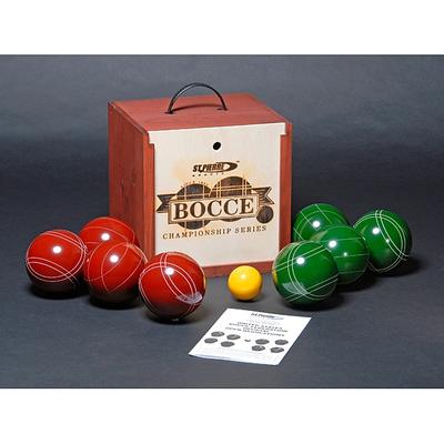 St.Pierre Mahogany Stained Wood Box Tournament Bocce Ball Set