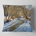 Designart 'Blue Sunny Day in Winter Landscape' Landscape Printed Throw Pillow