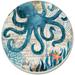 CounterArt Absorbent Stone Tumbled Tile Round Coaster Set - 4 Pack- Monterey Bay Octopus - 4x4
