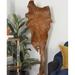 Brown Teak Wood Handmade Live Edge Leaf Sculpture - 19 x 10 x 62