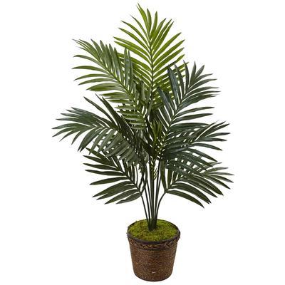 Nearly Natural Silk 4-foot Artificial Kentia Palm Tree in Coiled-rope Planter